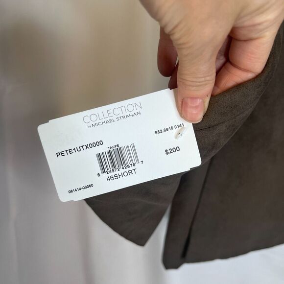 Michael Strahan NWT Brown Faux Suede Suit Coat Blazer Single Breasted Size 46S - Picture 4 of 11